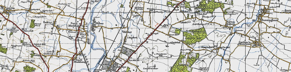 Old map of Danethorpe in 1947