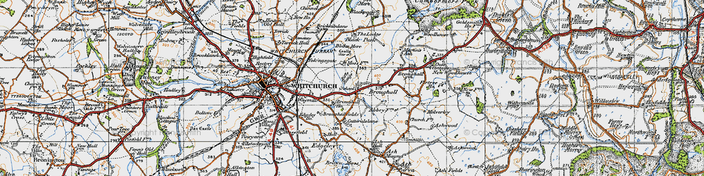 Old map of Broughall in 1947