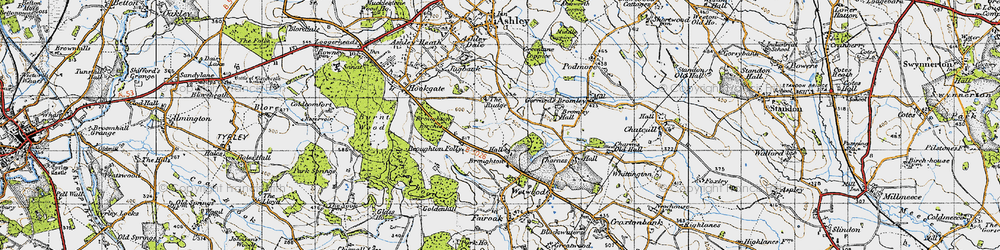 Old map of Broughton Folly in 1946