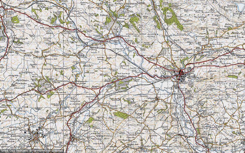 Old Map of Historic Map covering Butter Haw in 1947