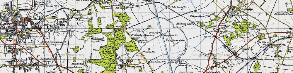Old map of Broughton Common in 1947