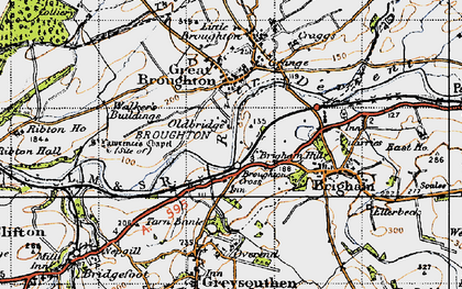 Old map of Broughton Cross in 1947