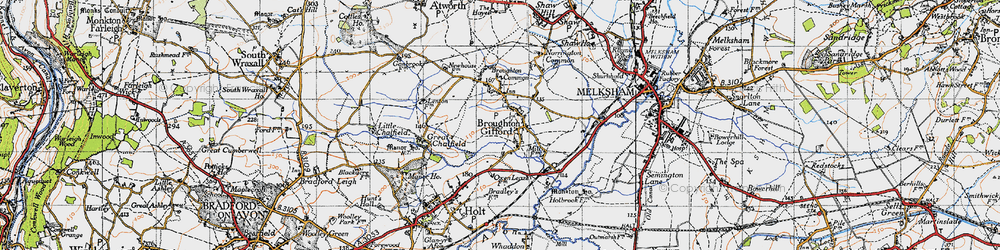 Old map of Broughton Gifford in 1946