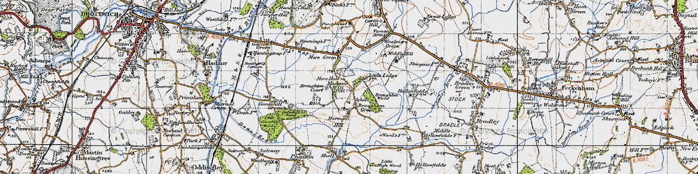 Old map of Broughton Green in 1947