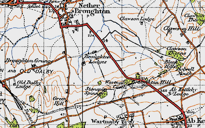 Old map of Broughton Lodges in 1946