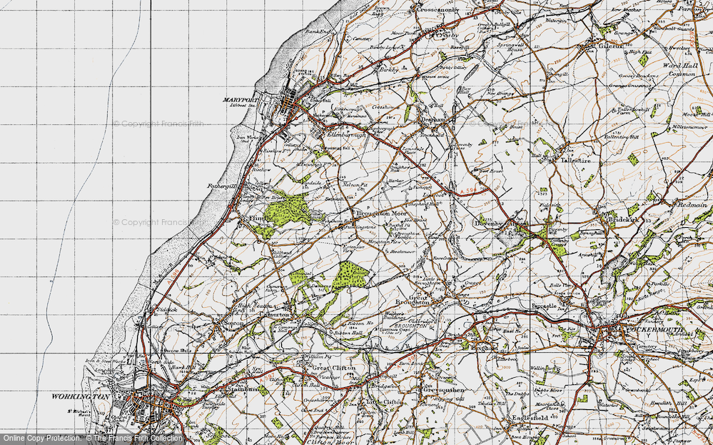 Old Map of Historic Map covering Broughton Lodge in 1947