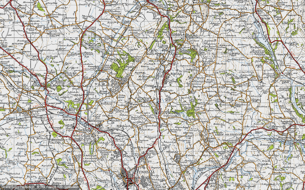 Old Map of Brown Lees, 1947 in 1947