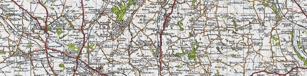 Old map of Brown Lees in 1947