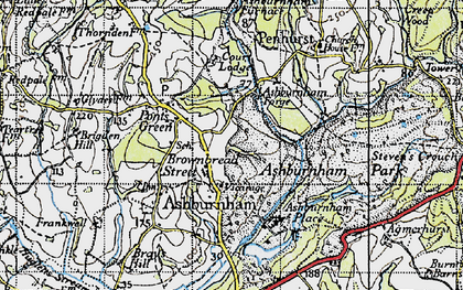 Old map of Ashburnham Place in 1940