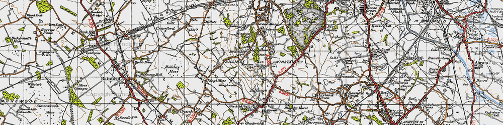 Old map of Billinge Hill in 1947