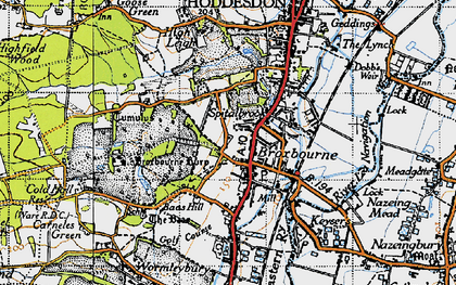 Old map of Broxbourne in 1946
