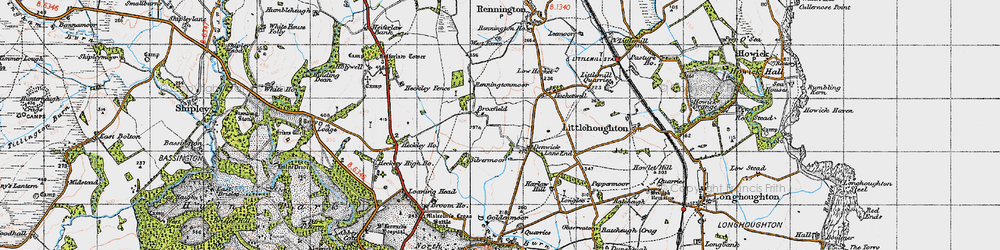 Old map of Broxfield in 1947