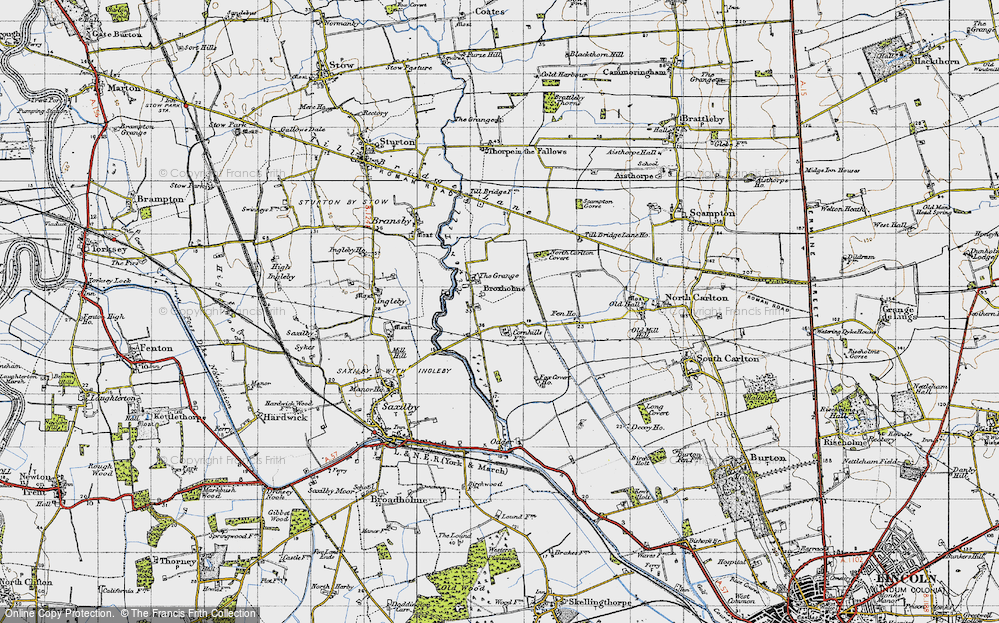 Old Map of Historic Map covering Ingleby in 1947