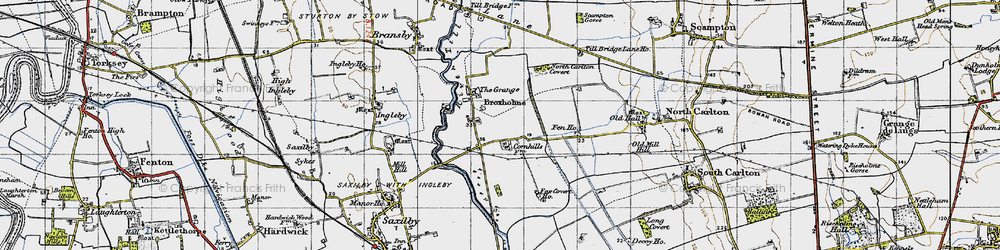 Old map of Broxholme in 1947