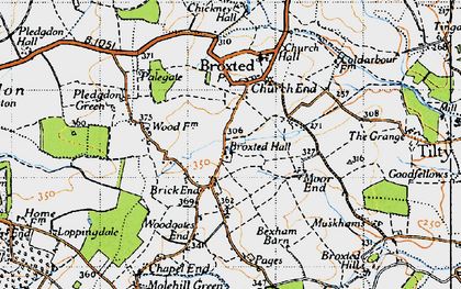 Old map of Broxted in 1946