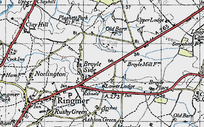 Old map of Broyle Side in 1940