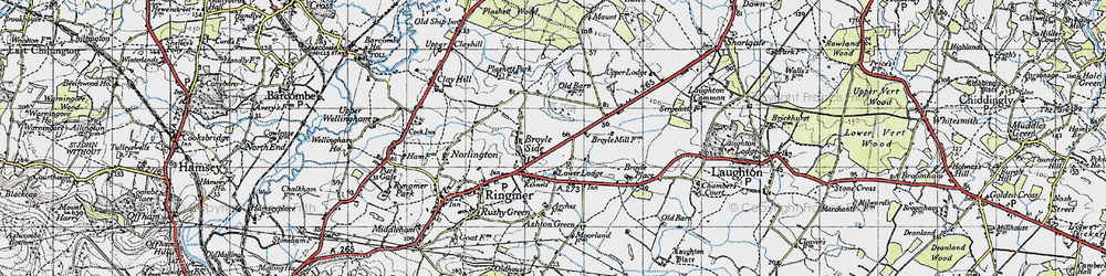 Old map of Broyle Side in 1940