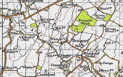 Old map of Bruisyard Wood in 1946