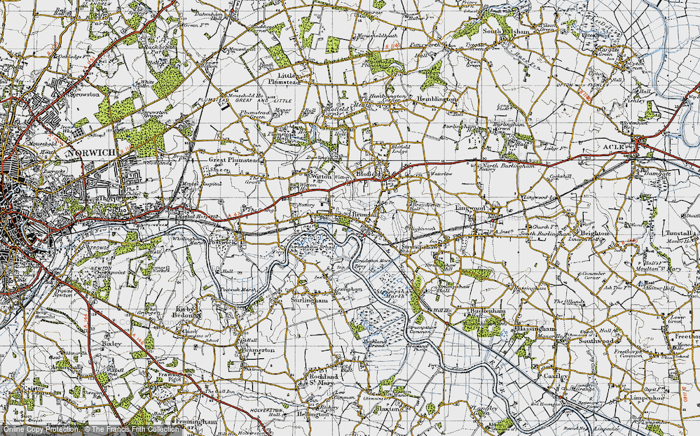 Old Map of Brundall, 1945 in 1945