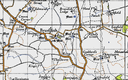 Old map of Brundish in 1946