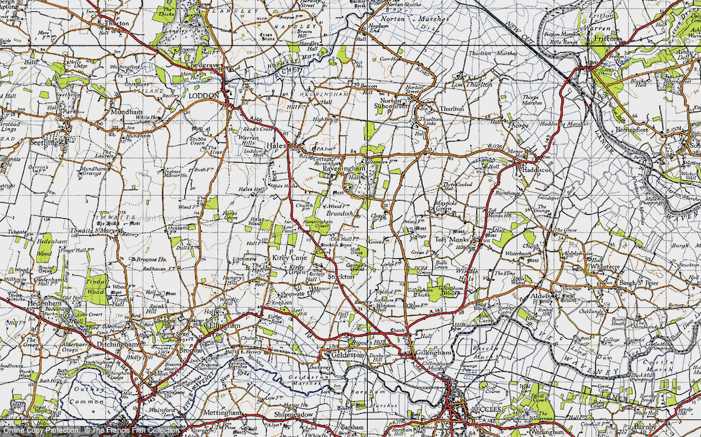 Old Map of Brundish, 1946 in 1946