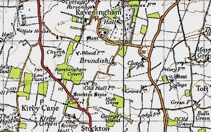 Old map of Brundish in 1946