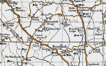 Old map of Brundish Lodge in 1946