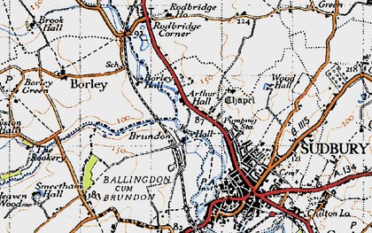 Old map of Brundon in 1946