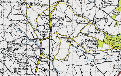 Old map of Brunnion in 1946