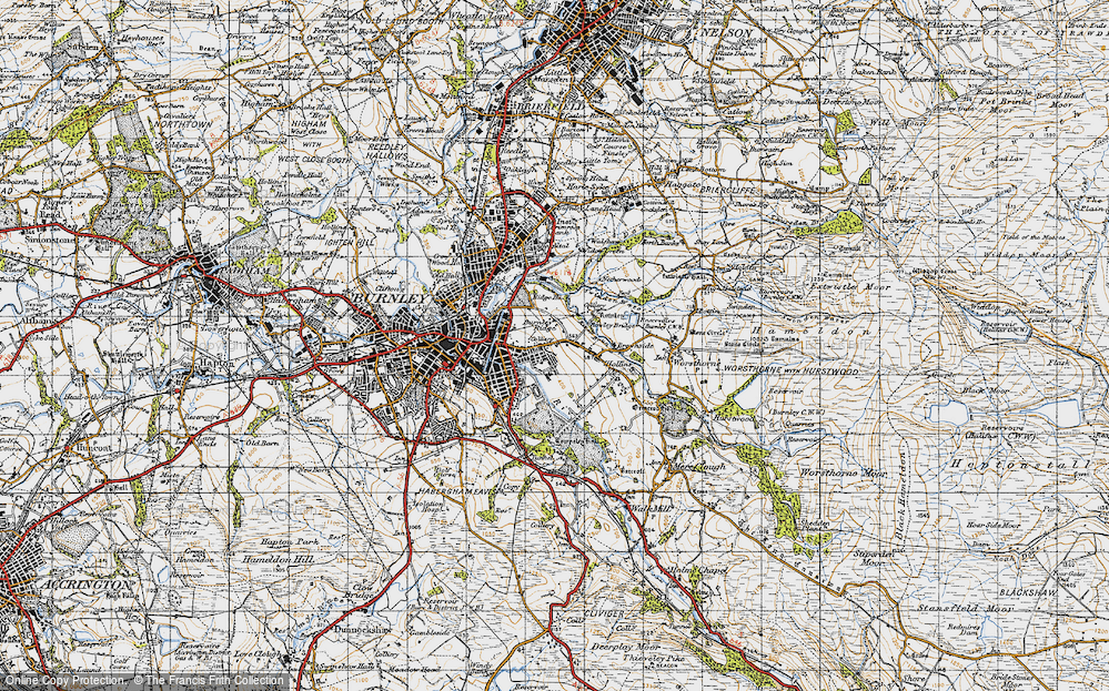 Old Map of Brunshaw, 1947 in 1947