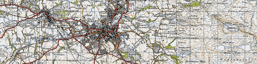 Old map of Brunshaw in 1947