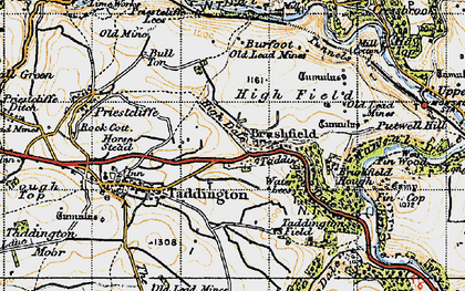 Old map of Brushfield Hough in 1947