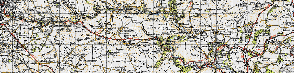 Old map of Brushfield Hough in 1947