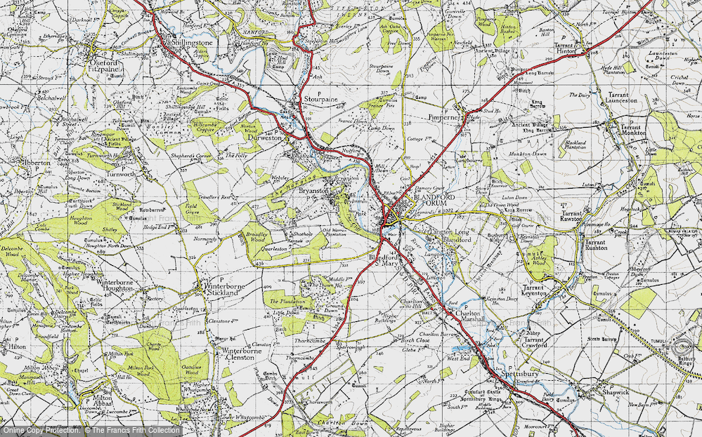 Old Map of Historic Map covering Bryanston Park in 1945