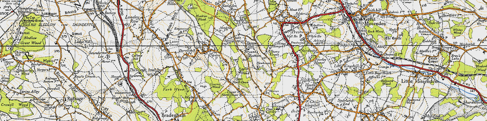 Old map of Bryant's Bottom in 1947