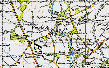 Old map of Brydekirk Mains in 1947