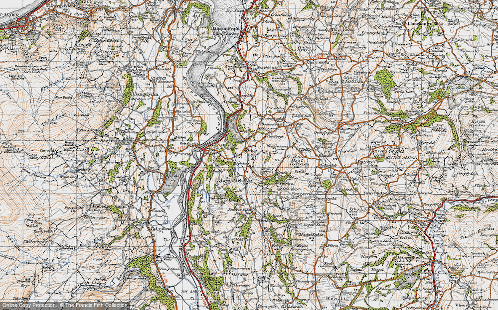 Old Map of Historic Map covering Bodnant Ucha in 1947