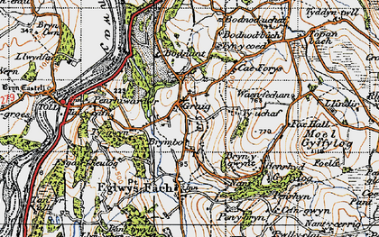 Old map of Bodnant in 1947