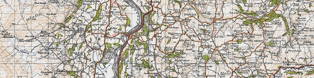 Old map of Bodnant Bach in 1947