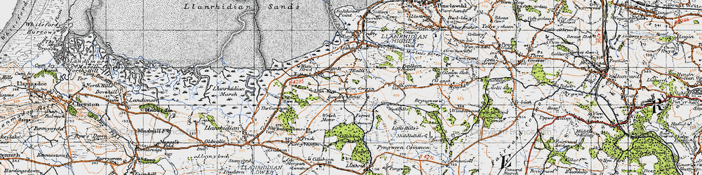 Old map of Tircoch in 1947