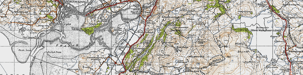 Old map of Bryn Bwbach in 1947