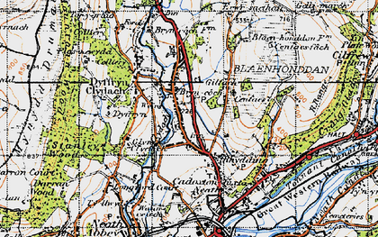 Old map of Bryncoch in 1947