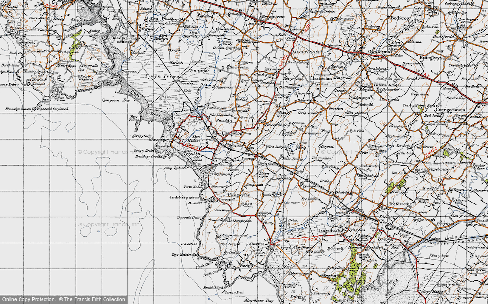 Old Map of Historic Map covering Bryncian in 1947