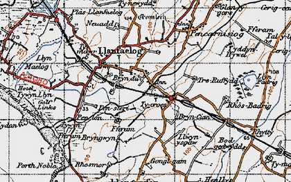 Old map of Bryn Du in 1947