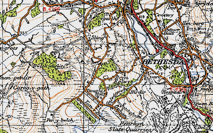 Old map of Bryn Eglwys in 1947