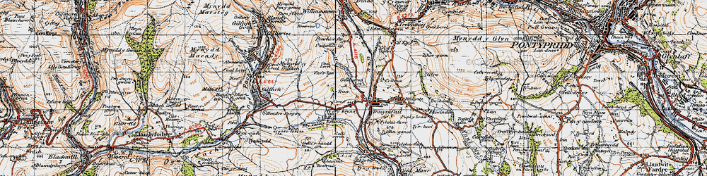 Old map of Bryn Golau in 1947