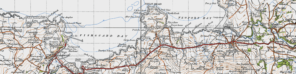 Old map of Bryn-henllan in 1947