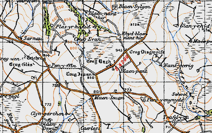Old map of Afon Fawr in 1946