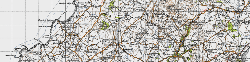 Old map of Crugeran in 1947