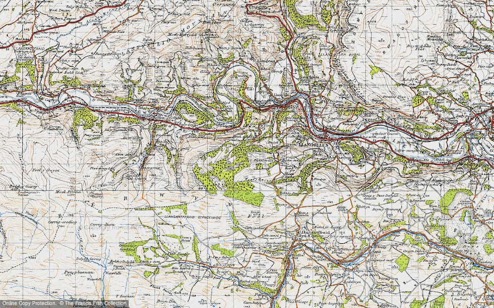 Old Map of Historic Map covering Blaen Bache in 1947